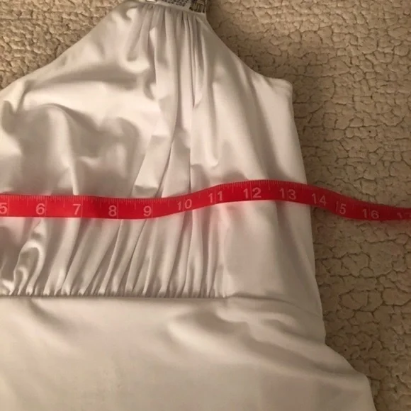 CALVIN Klein White One Shoulder Crystal Dress - Picture 6 of 7